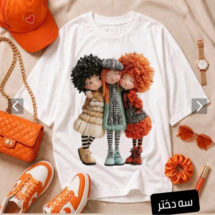 تیشرت لانگ فانتزی دخترانه جنس سوپر پنبه سه نخ فری سایز مناسب 38 تا 46