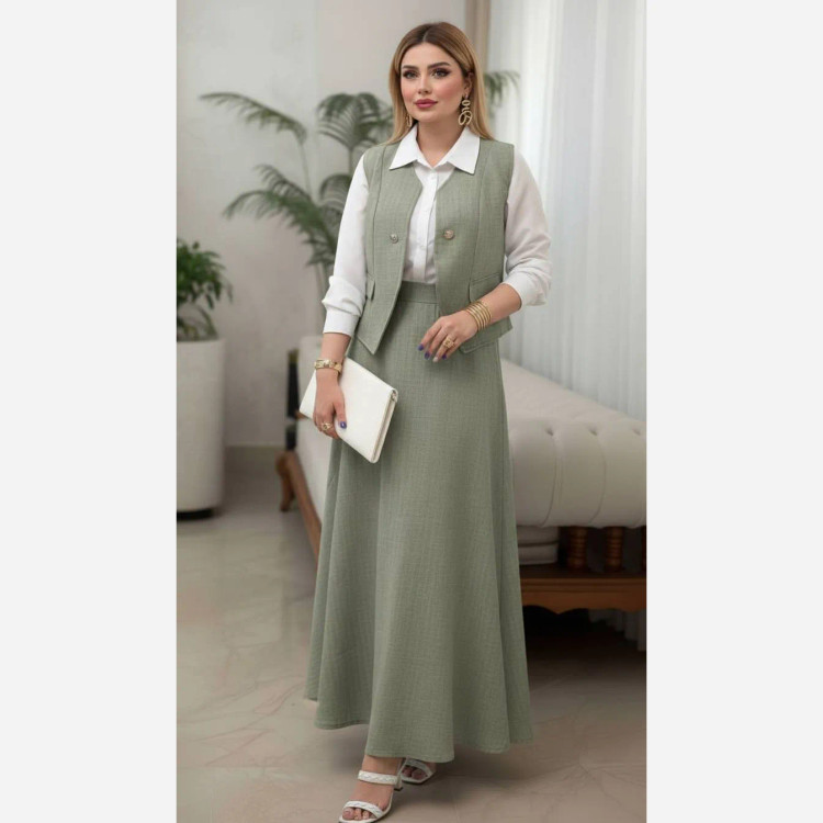 ست سه تکه زنانه مدل ژینا جنس شانتون فری سایز 36 تا 46