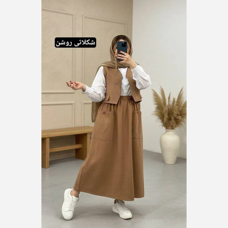 ست سه تکه زنانه مدل ژینا جنس شانتون فری سایز 36 تا 46