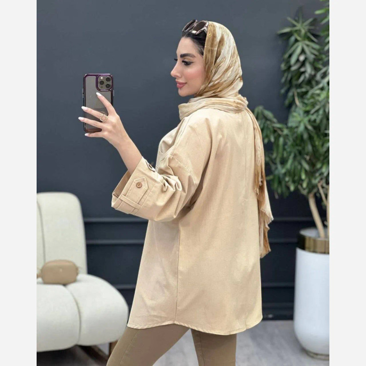 شومیز زنانه مدل بنفشه جنس لنین نچرال فری سایز 38 تا 46
