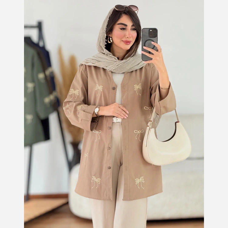 شومیز زنانه مدل سنجاقک جنس لنین خنک فری سایز مناسب 38 تا 46