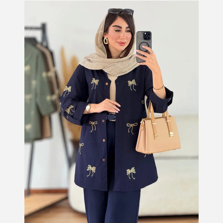 شومیز زنانه مدل سنجاقک جنس لنین خنک فری سایز مناسب 38 تا 46