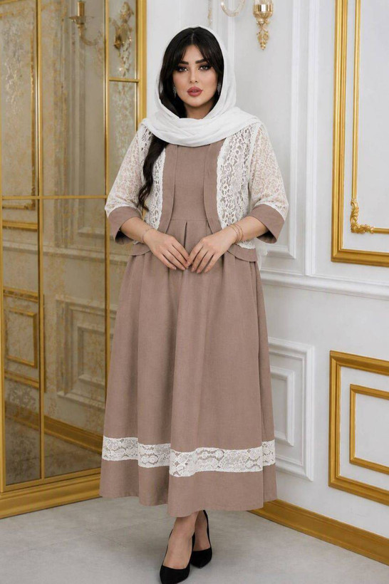 کت سارافون ماه گل جنس مازراتی و تور فری سایز تا 48