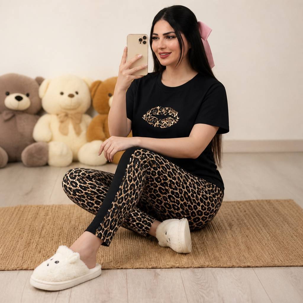 ست تیشرت و شلوار اسپان کشی زنانه مدل میترا فری سایز