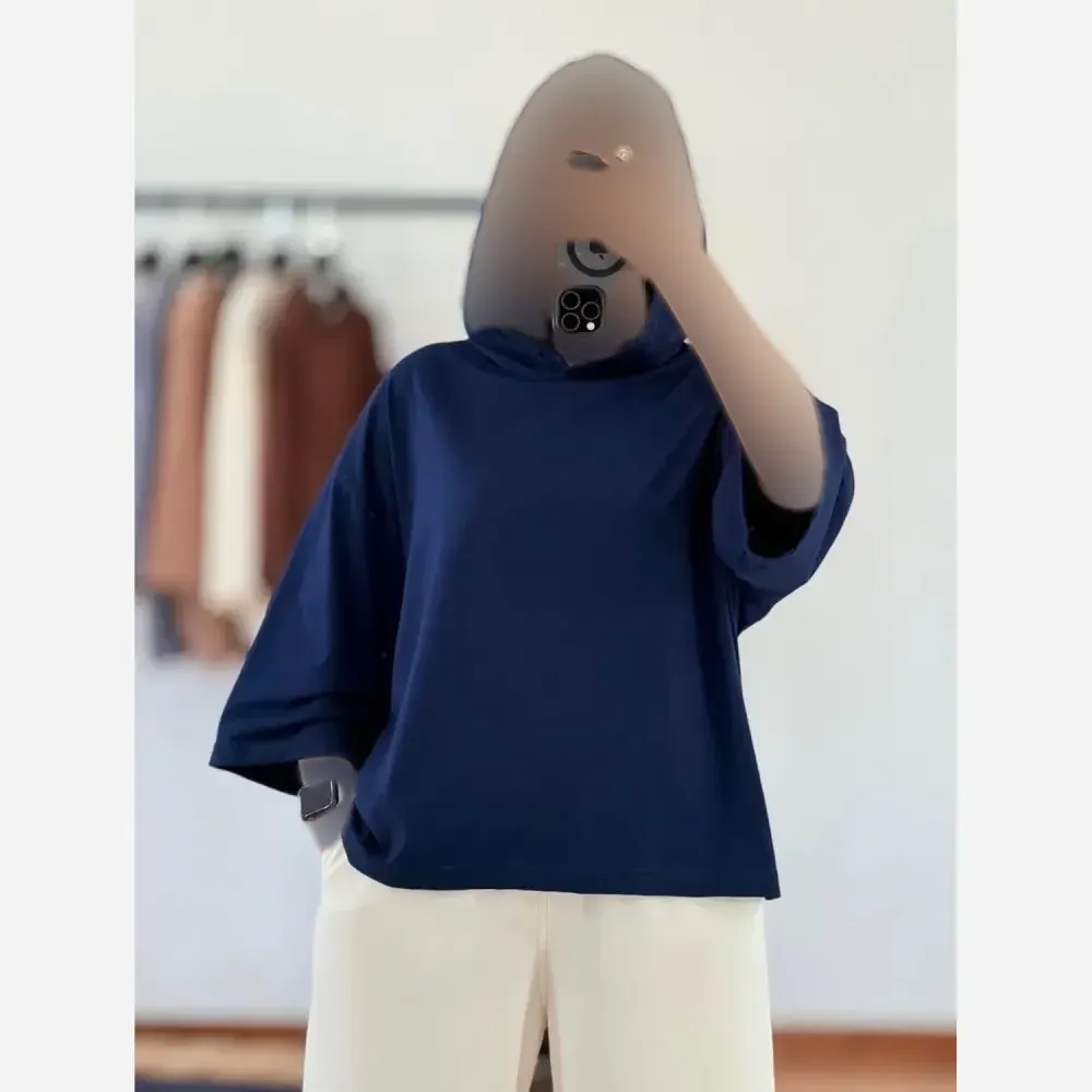 لانگ کلاهدار پنبه دبل بافت زنانه فری سایز با کیفیت تضمینی