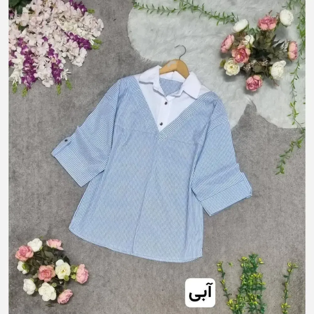 شومیز لیلی داکرون نخ آبی فری سایز 36 تا 44
