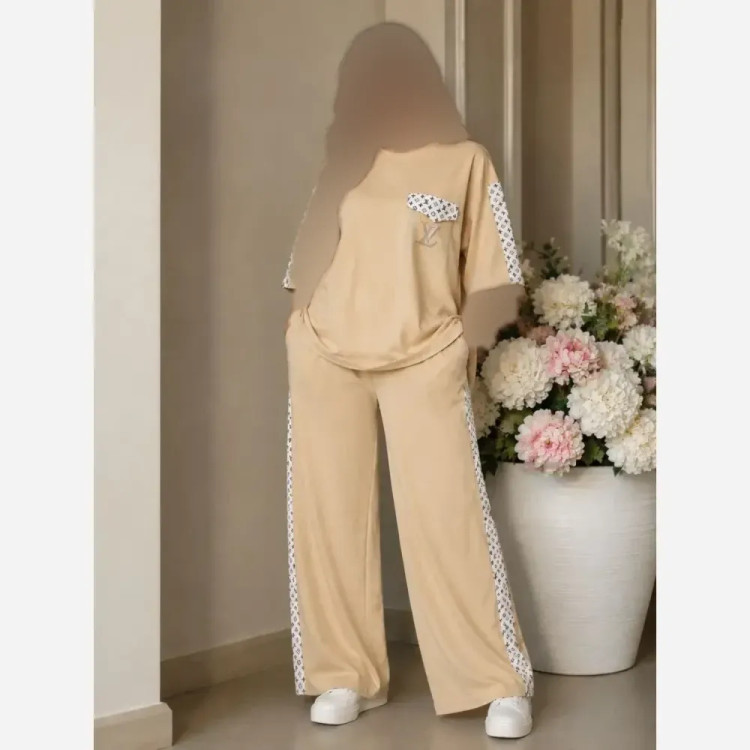 ست تیشرت شلوار زنانه لویی ویتون جنس گلکسی درجه یک فری سایز