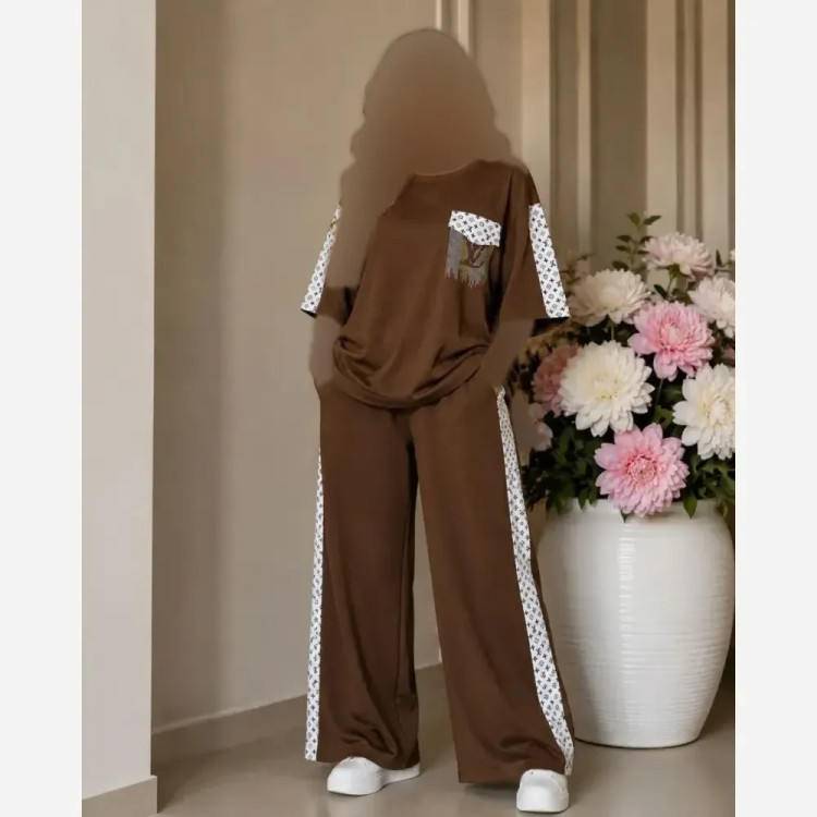 ست تیشرت شلوار زنانه لویی ویتون جنس گلکسی درجه یک فری سایز