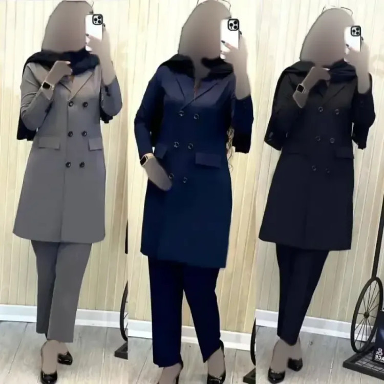 کت مزونی اسنا جنس دبل مازراتی درجه یک رنگ سرمه ای قهوه ای مشکی سایز 1 و 2