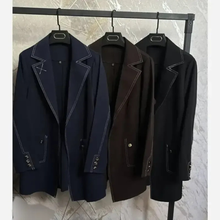 کت مزونی اسنا جنس دبل مازراتی درجه یک رنگ سرمه ای قهوه ای مشکی سایز 1 و 2
