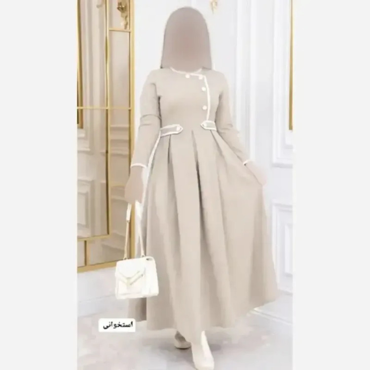 پیراهن بلند مازراتی زنانه مدل آذین دکمه دار سایز فری تا 46