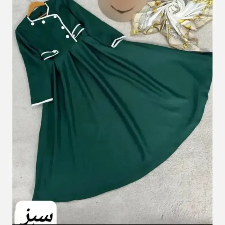 پیراهن بلند مازراتی زنانه مدل آذین دکمه دار سایز فری تا 46