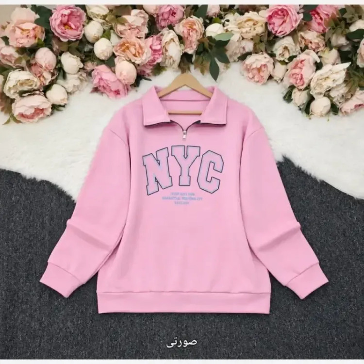 دورس نیم زیپ زنانه طرح NYC جنس دورس سه نخ درجه یک سایز فری فانتزی روزمره