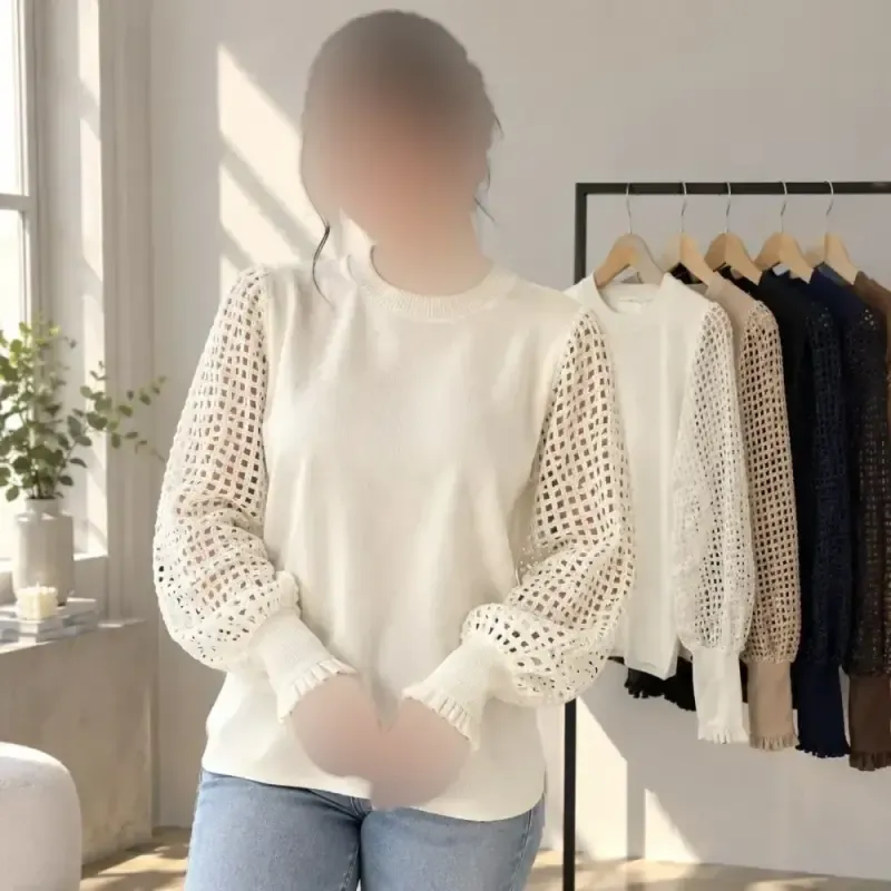 بلیز آستین توری یقه گرد فری سایز 36 تا 42 فانریپ پنبه کبریتی درجه یک