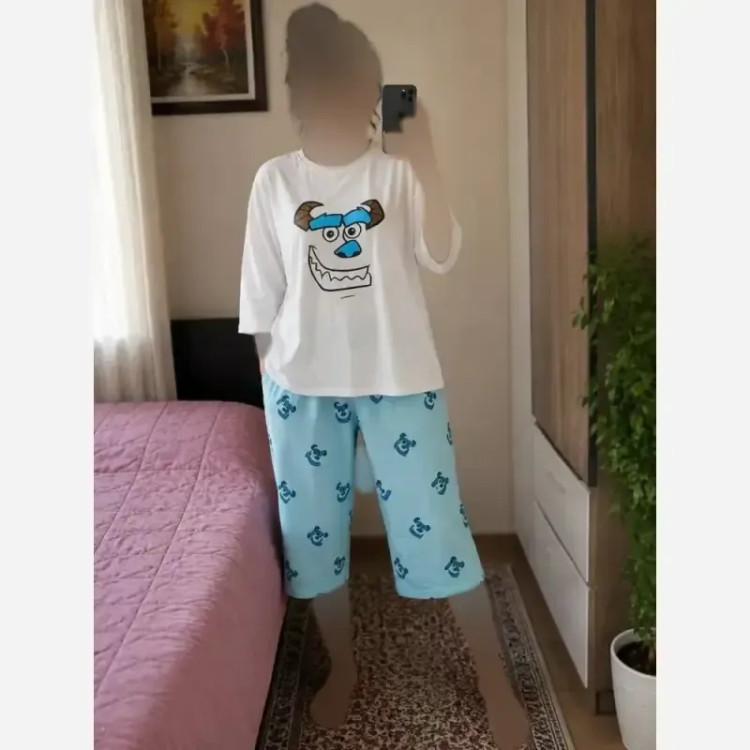 ست تیشرت باکسی و شورتک نخ پنبه درجه یک فری سایز 36 تا 44