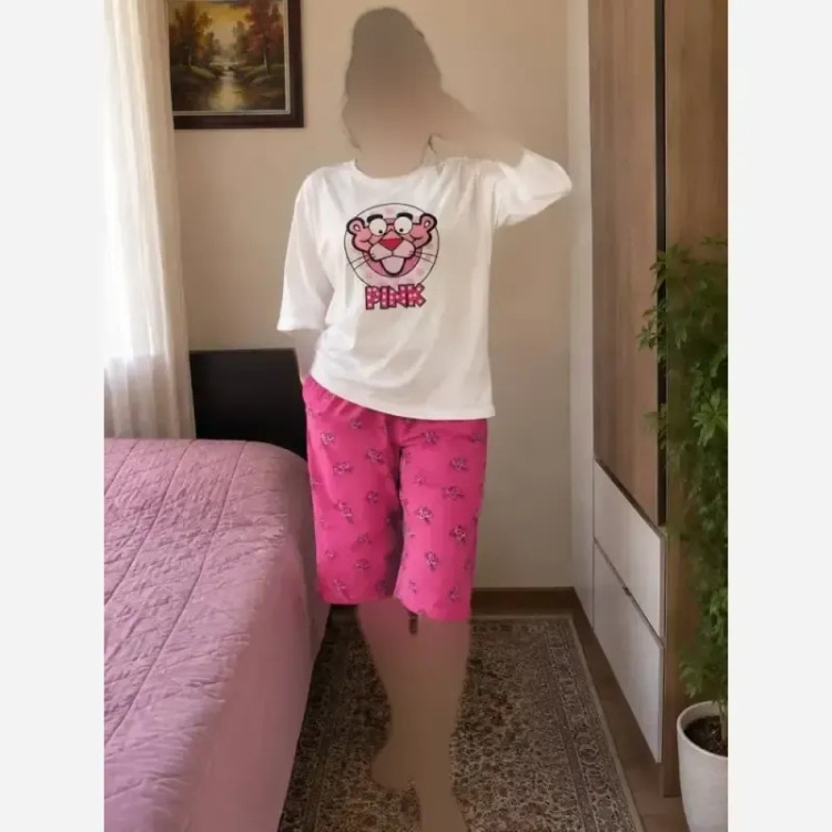 ست تیشرت باکسی و شورتک نخ پنبه درجه یک فری سایز 36 تا 44