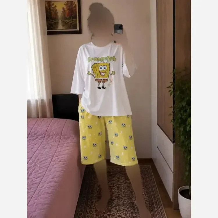 ست تیشرت باکسی و شورتک نخ پنبه درجه یک فری سایز 36 تا 44