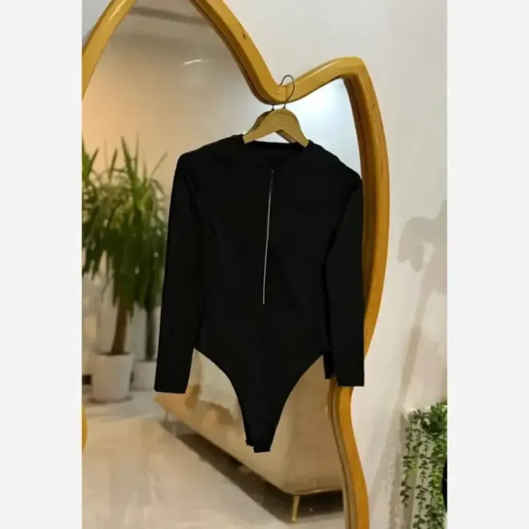 بادی زیپ دار شقایق فانریپ فری سایز 38 تا 46 مشکی سفید
