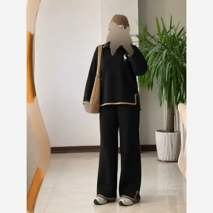 ست بافت یقه دار پلو زنانه جنس بافت گرم بالا درجه یک فری سایز