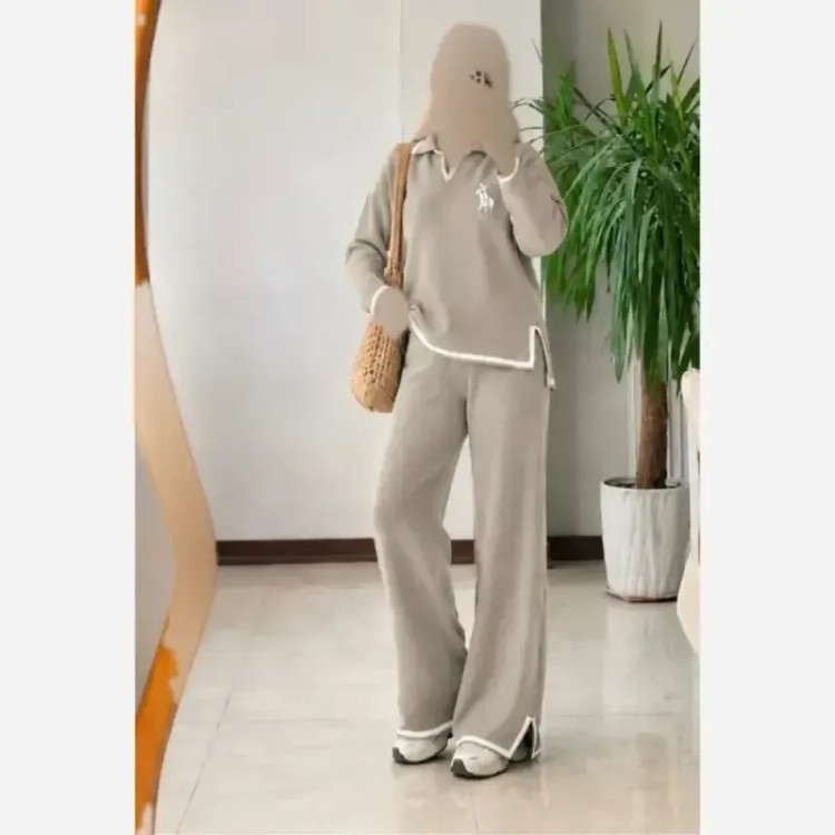 ست بافت یقه دار پلو زنانه جنس بافت گرم بالا درجه یک فری سایز
