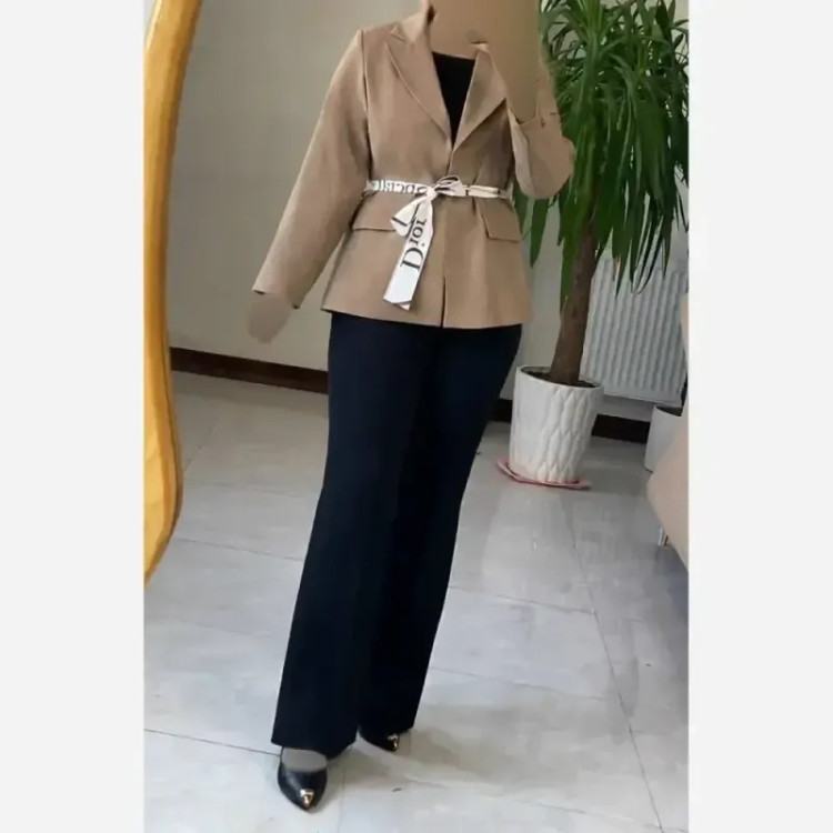 مانتو کتی مزونی کمربند دار دیور Dior جنس بزیاق
