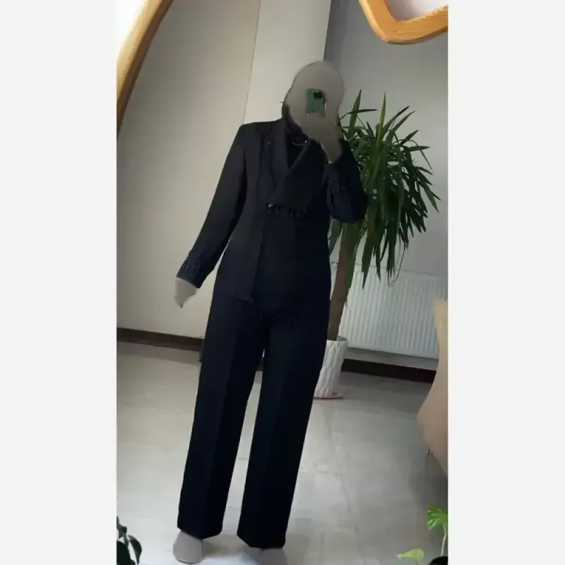 کت مزونی مجلسی ملیله دوزی مشکی جنس مازراتی و حریر سایزبندی یک دو سه