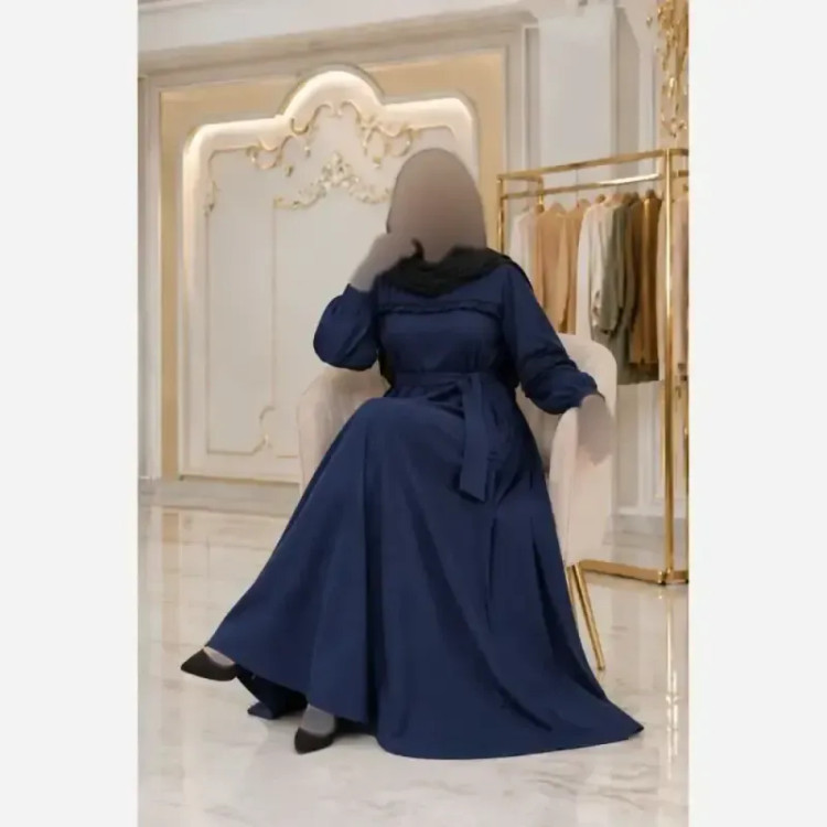 پیراهن بلند مخمل کبریتی ریز زنانه کمربنددار فری سایز